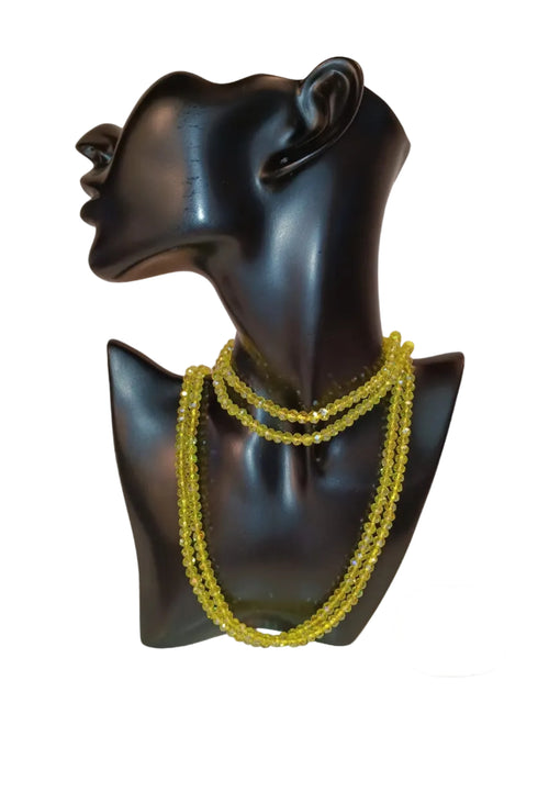Collana Lunga di Perline di Vetro Sfaccettato