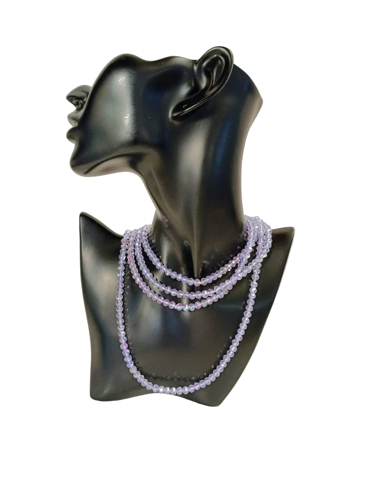 Collana Lunga di Perline di Vetro Sfaccettato